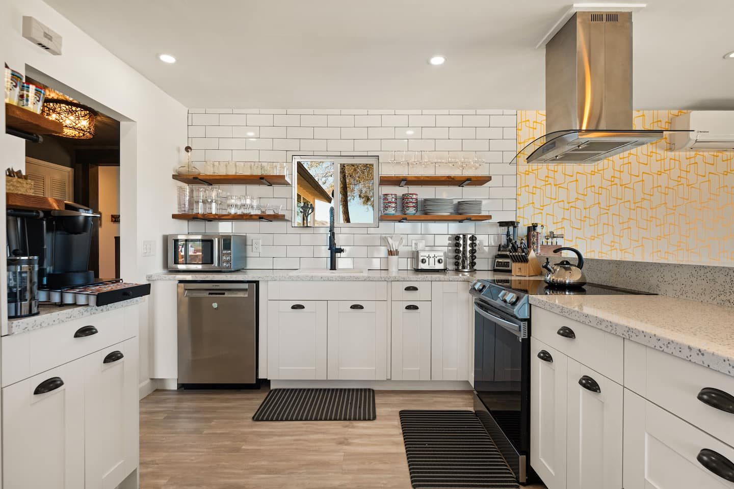 Open living area and kitchen
