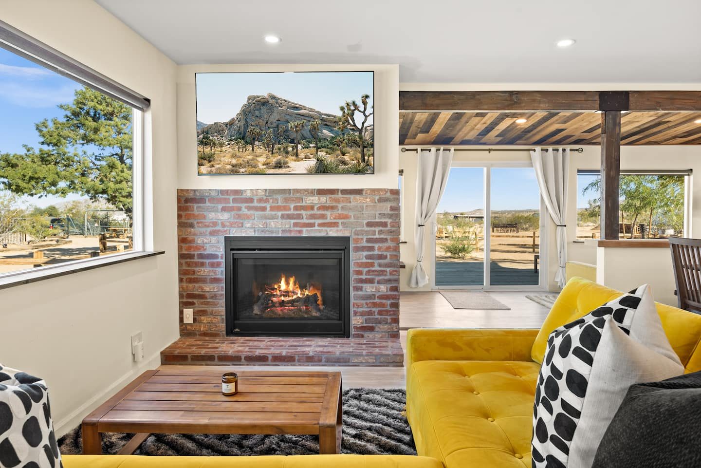 Cozy fireplace lounge